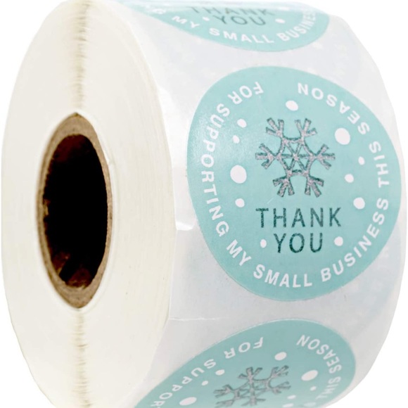 ❄️50 stickers- Mint Snowflake Holiday  Stickers - 1.5  inch - Picture 2 of 6